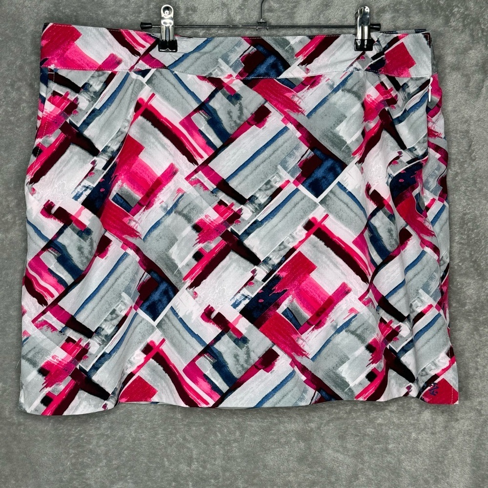 Izod‎ Golf 16 Skort Pink Gray Abstract Pockets Stretch Tennis Pickleball
